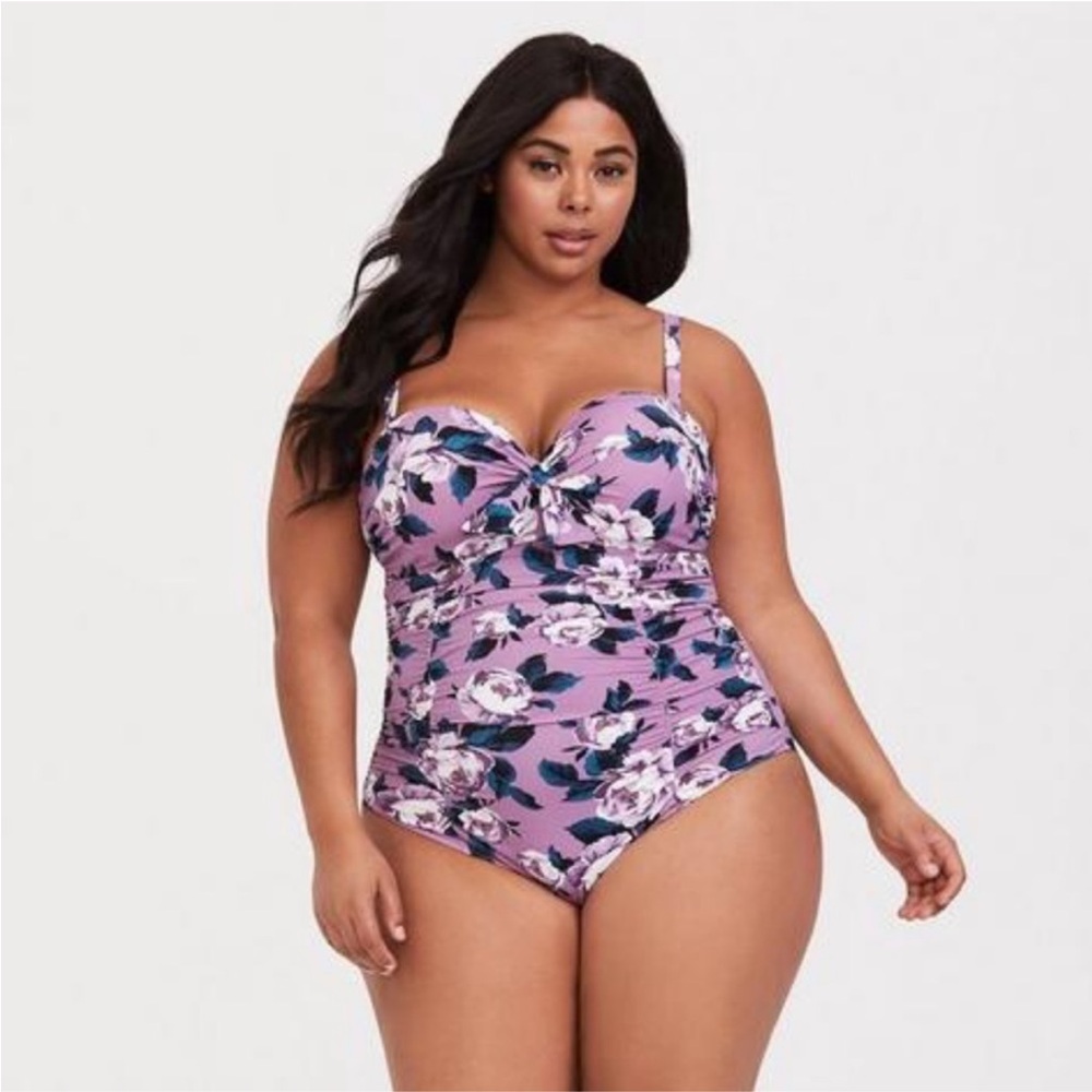 Torrid Underwire Ruched Tie-Front One Piece Swimsuit